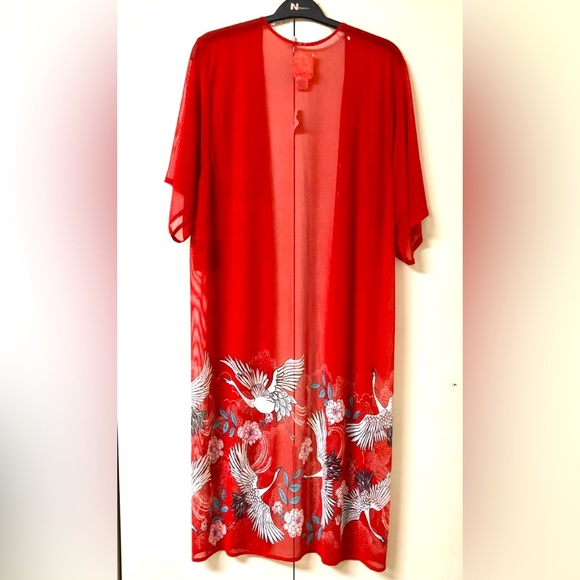 Haute Project Other - Women’s Kimono Top Haute Project Open Front Sleeves Asian Floral Red size M NWT